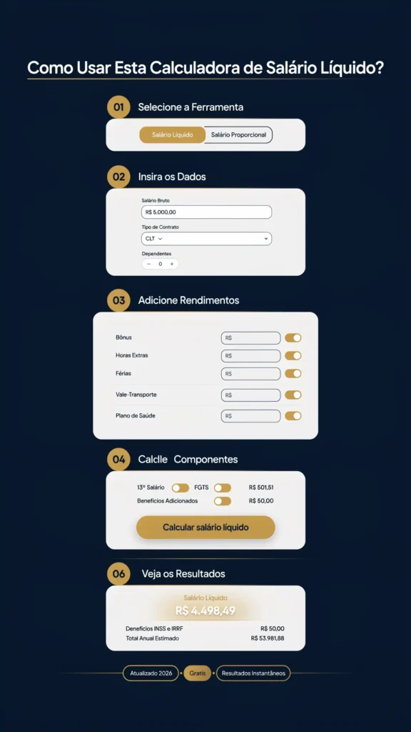 Como Usar Esta Calculadora de Salário Líquido